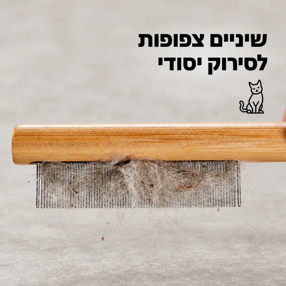 מסרק רובין עם שיניים צפופות לסירוק יסודי של הפרווה