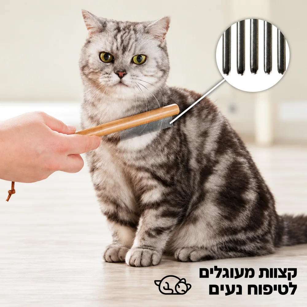 מסרק רובין בעל קצוות פלדה מעוגלים לטיפוח נעים